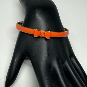 Kate Spade New York Skinny Gold And Orange Enamel Bangle Bow Bracelet